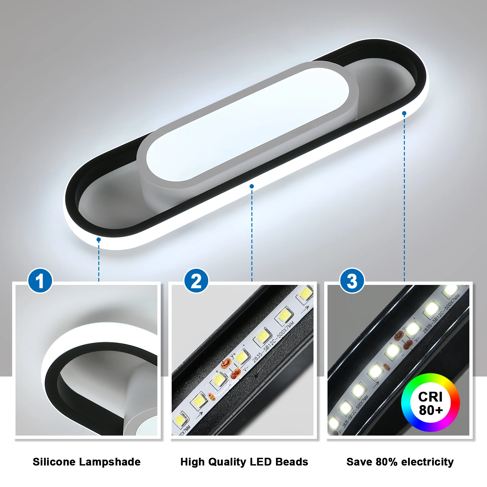30W Long Oval LED Ceiling Light, White LED Ceiling Light, Acrylic Ceiling Light, Suitable for Bedrooms, Kitchens, Hallways