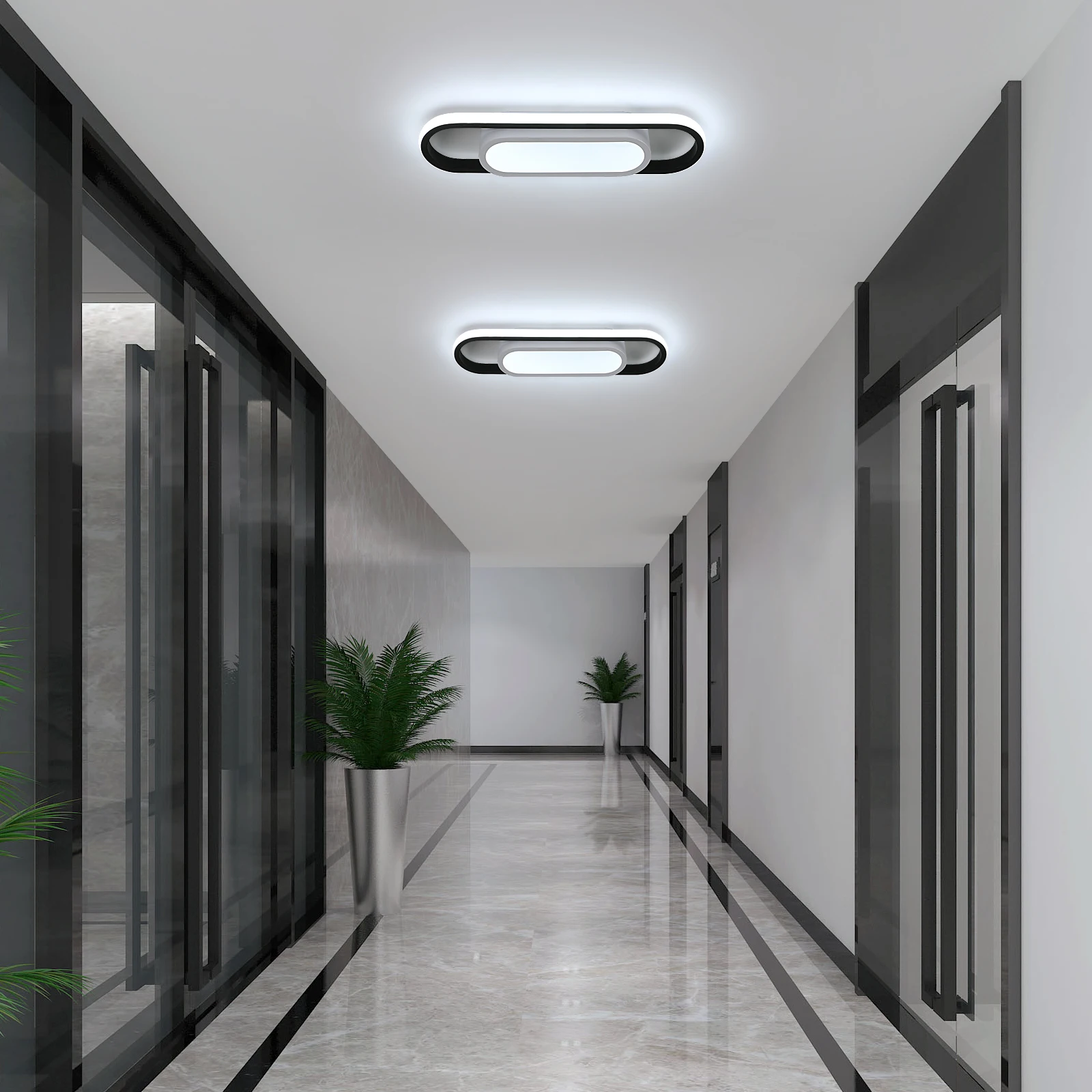 30W Long Oval LED Ceiling Light, White LED Ceiling Light, Acrylic Ceiling Light, Suitable for Bedrooms, Kitchens, Hallways