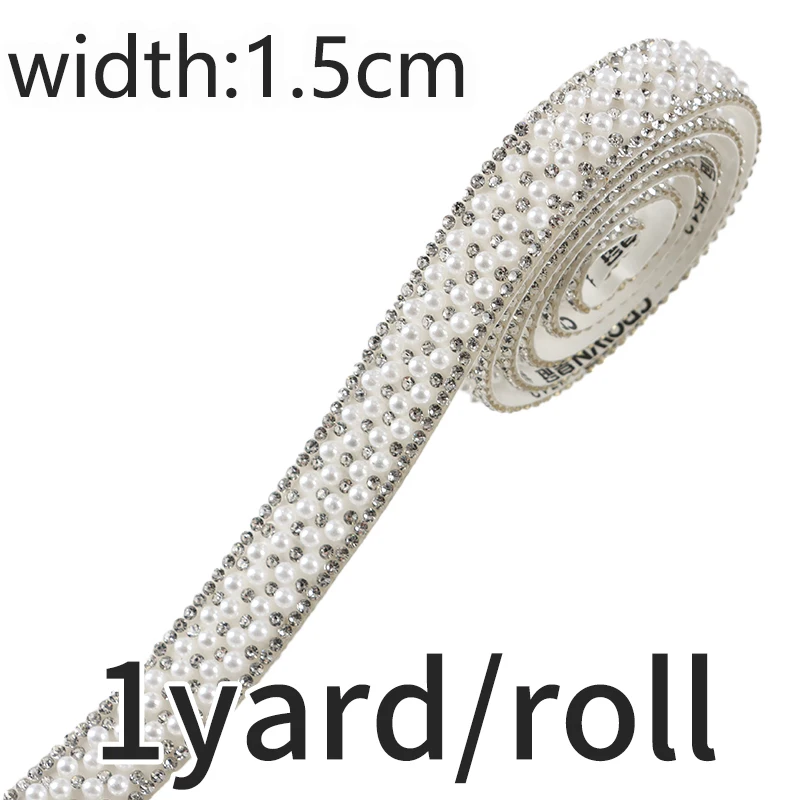 (91cm/pack)1cm/1.5cm/2cm Pearl Diamond Lace Shining Self Adhesive Diamond Hair Accessories Clothing Decoration Patches Handmade