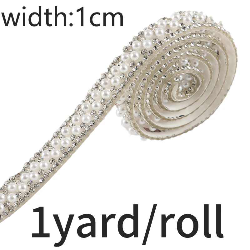(91cm/pack)1cm/1.5cm/2cm Pearl Diamond Lace Shining Self Adhesive Diamond Hair Accessories Clothing Decoration Patches Handmade