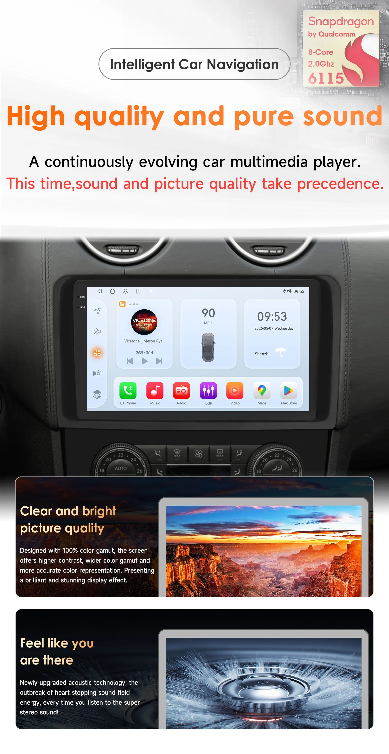 Hizpo 9" 2Din Car Radio Autoradio For Mercedes ML W164 X164 ML350 ML300 GL500 ML320 ML280 GL350 Carplay GPS 4G 360Camera 6115