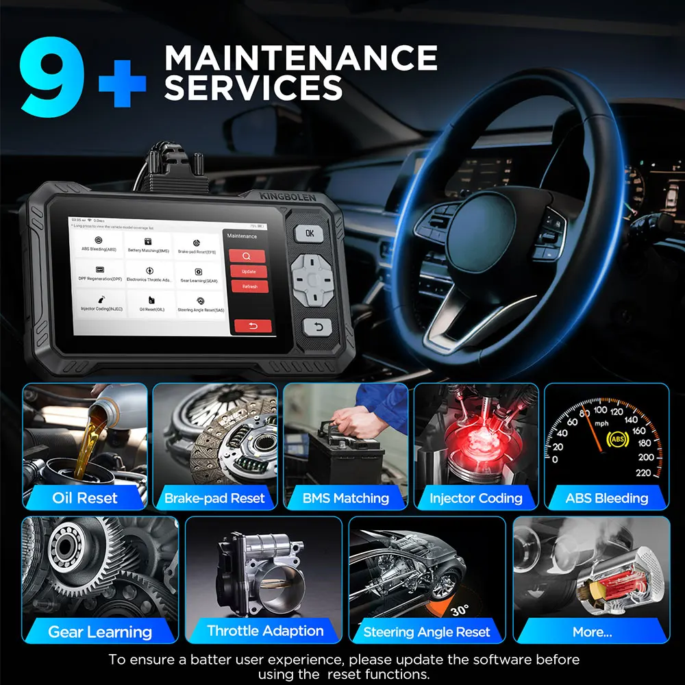 2026 New KINGBOLEN S608 Lifetime Free Update Car Diagnostic Tools 4 System ECM TCM ABS SRS CAN FD Active Test 9 Resets Auto OBD
