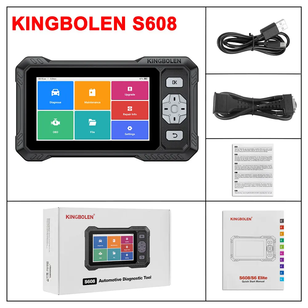 2026 New KINGBOLEN S608 Lifetime Free Update Car Diagnostic Tools 4 System ECM TCM ABS SRS CAN FD Active Test 9 Resets Auto OBD