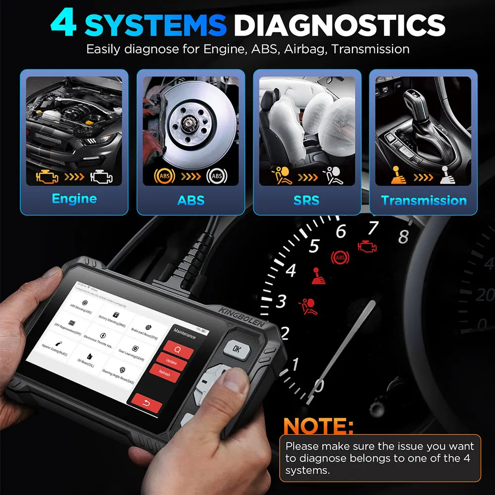 2026 New KINGBOLEN S608 Lifetime Free Update Car Diagnostic Tools 4 System ECM TCM ABS SRS CAN FD Active Test 9 Resets Auto OBD