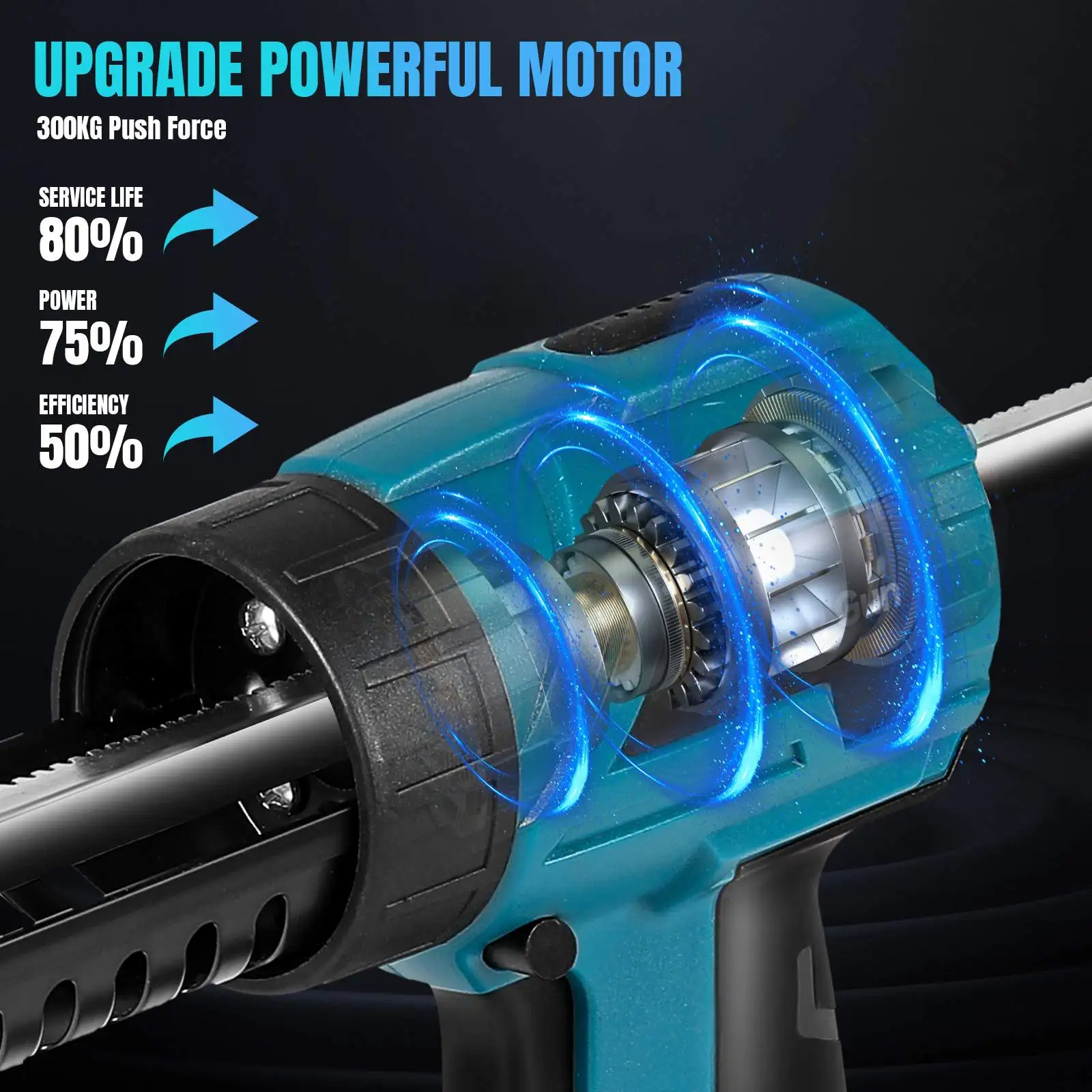 Cordless Electric Glue Gun with 2 Batteries, 4-Speed Adjustable Silicone Caulking Gun for Doors, Windows,Tile, Bathroom Sealant
