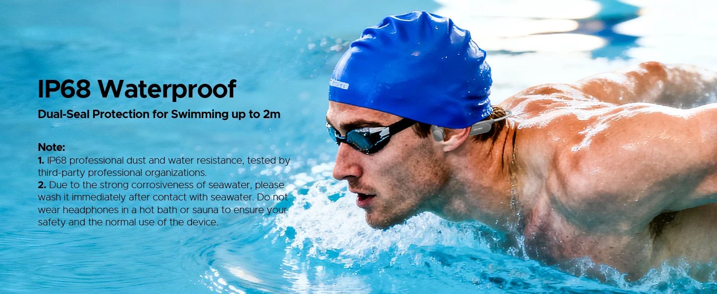 DOOGEE BoneBeat Swim Lite Bone Conduction Sports Headphones Wireless Bluetooth 5.4 Headset IP68 Waterproof for Running, Cycling