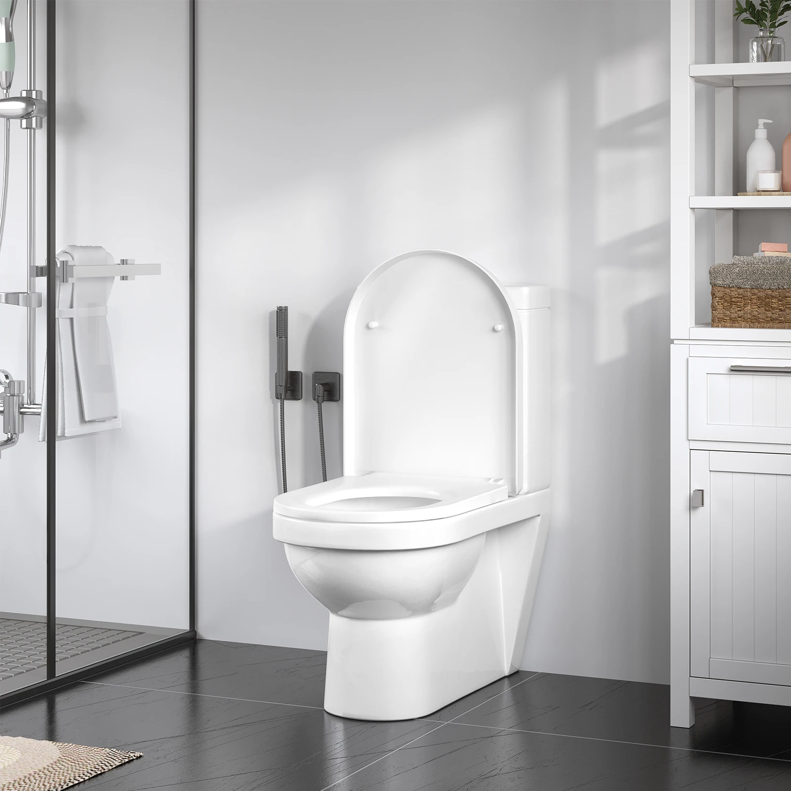 WOLTU U-Shape Toilet Lid Seat Quiet Lid with Soft-Close Mechanism Plastic Thickened Durable Universal Bathroom Accessories
