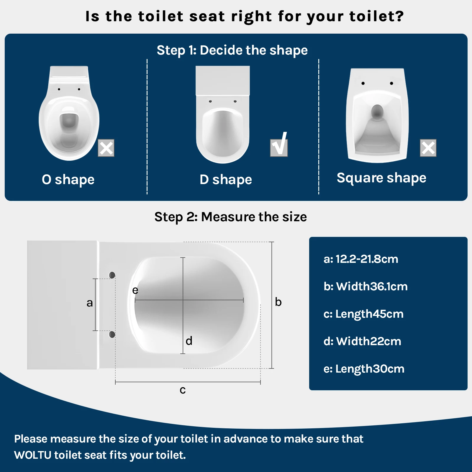 WOLTU U-Shape Toilet Lid Seat Quiet Lid with Soft-Close Mechanism Plastic Thickened Durable Universal Bathroom Accessories