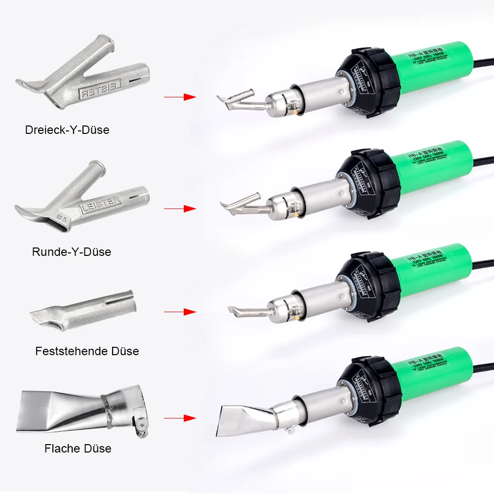 220V 1600W Hot Air Plastic Welding Gun with Nozzle Heating Element and Flat Tip Accessories for PVC PP PE Welding