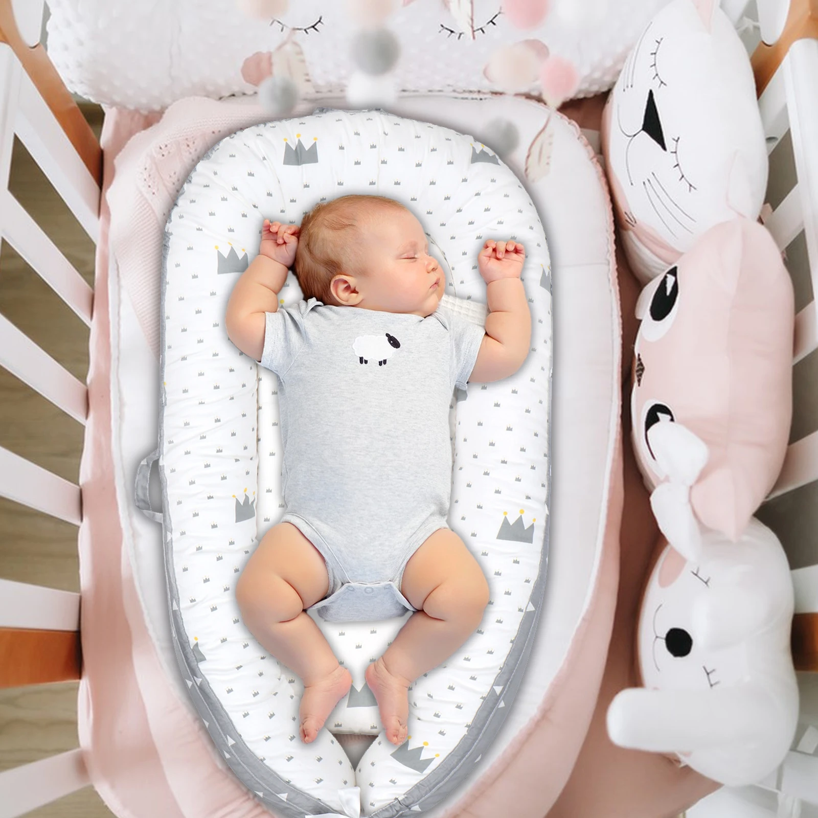 80cm x 50cm for Travel Portable Baby Lounger for Newborns Detachable Cotton Soft Adjustable Baby Floor Seat Type 4