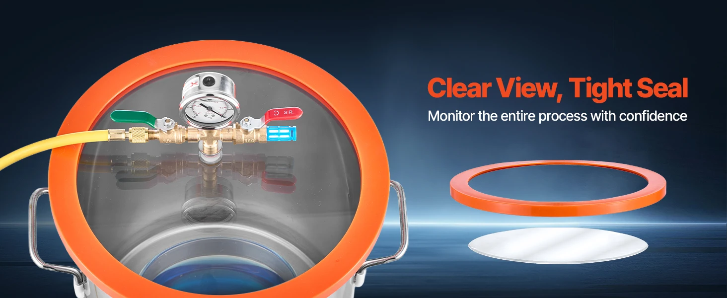 SucceBuy 3 Gallon / 5 Gallon Vacuum Chamber with 3.5 CFM Single Stage Vacuum Pump for Stabilizing Wood Degassing Silicone Resin