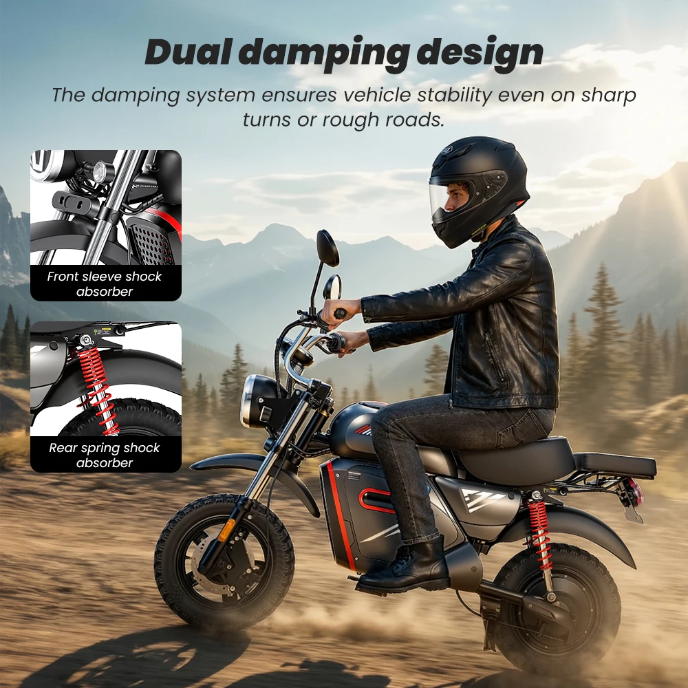 Y18 2000W Electric Moto Scooter 48V 20Ah Battery 55km/h Max Speed 80-90km Range With Storage Space 15 inch Vacuum-Inflated Tires