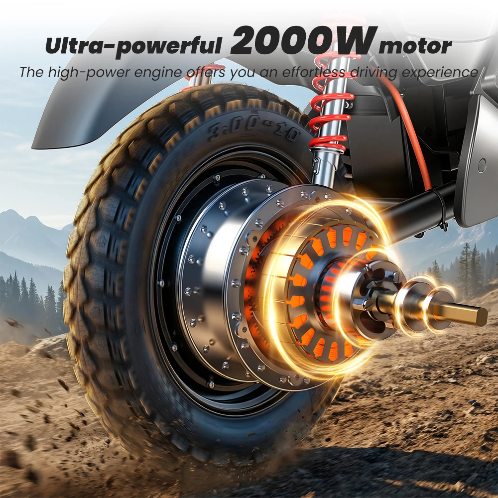 Y18 2000W Electric Moto Scooter 48V 20Ah Battery 55km/h Max Speed 80-90km Range With Storage Space 15 inch Vacuum-Inflated Tires
