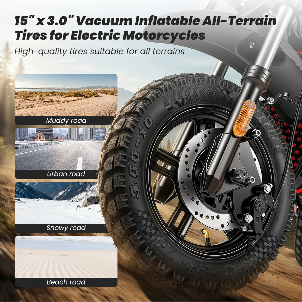 Y18 2000W Electric Moto Scooter 48V 20Ah Battery 55km/h Max Speed 80-90km Range With Storage Space 15 inch Vacuum-Inflated Tires