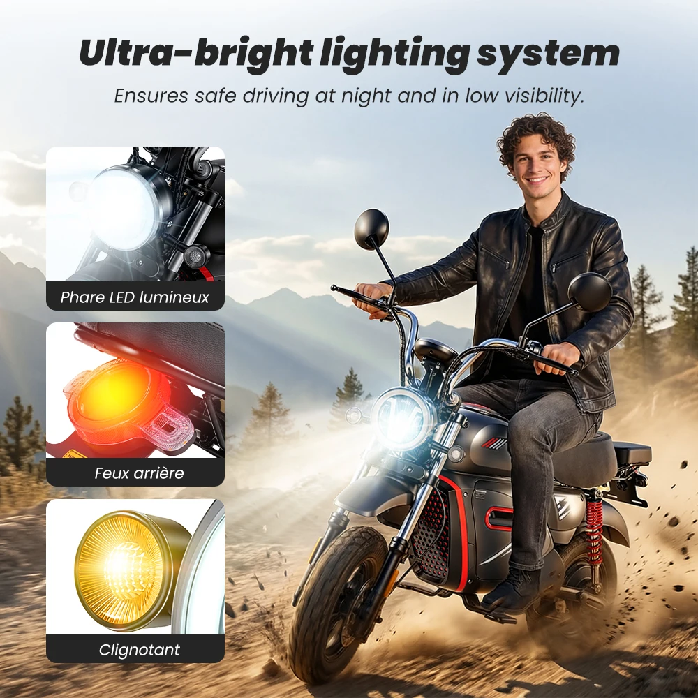 Y18 2000W Electric Moto Scooter 48V 20Ah Battery 55km/h Max Speed 80-90km Range With Storage Space 15 inch Vacuum-Inflated Tires