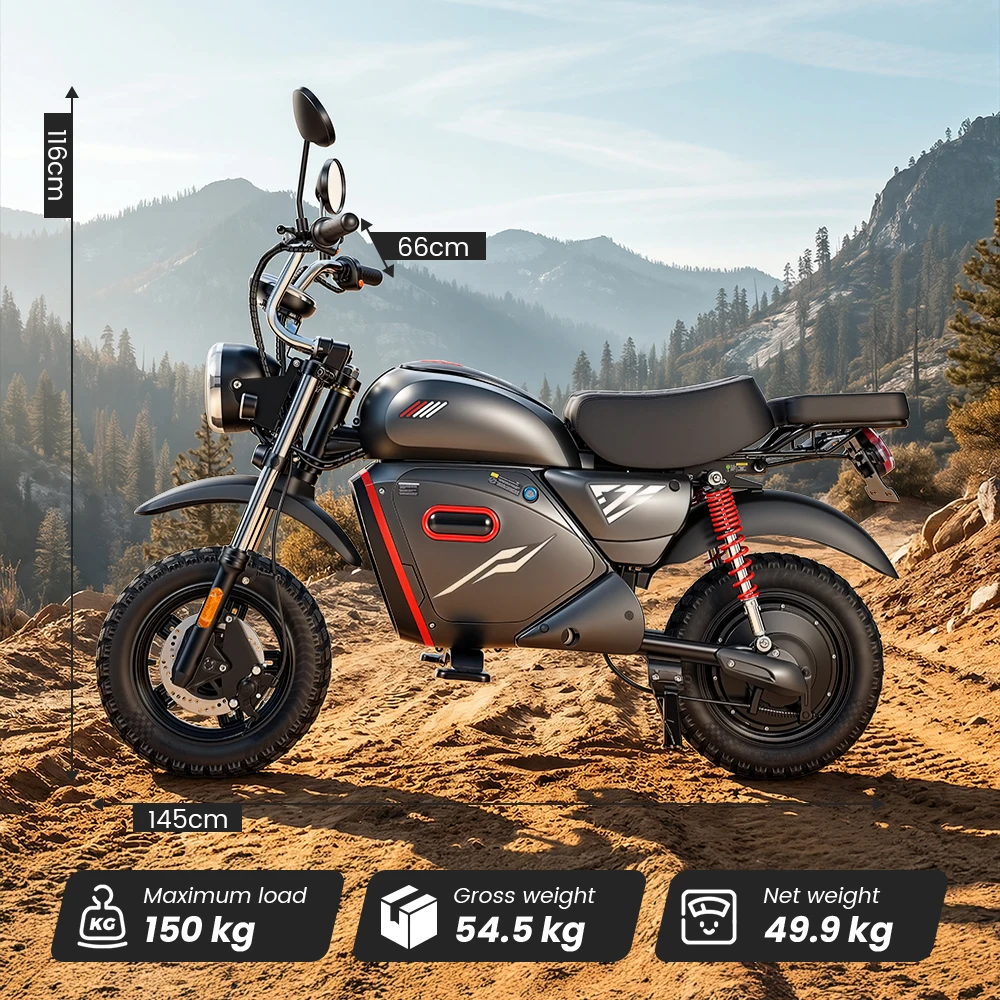 Y18 2000W Electric Moto Scooter 48V 20Ah Battery 55km/h Max Speed 80-90km Range With Storage Space 15 inch Vacuum-Inflated Tires