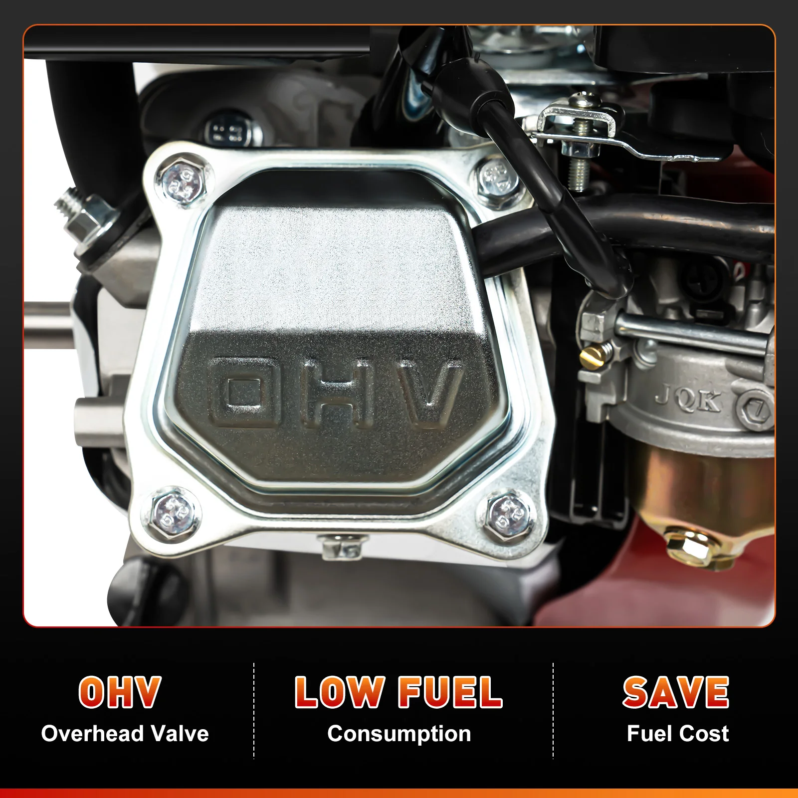 6.5HP 200cc Gasoline Engine OHV 4-Stroke GX160 Air Cooled Petrol Motor with Oil Alert Low Fuel Consumption for Water Pump