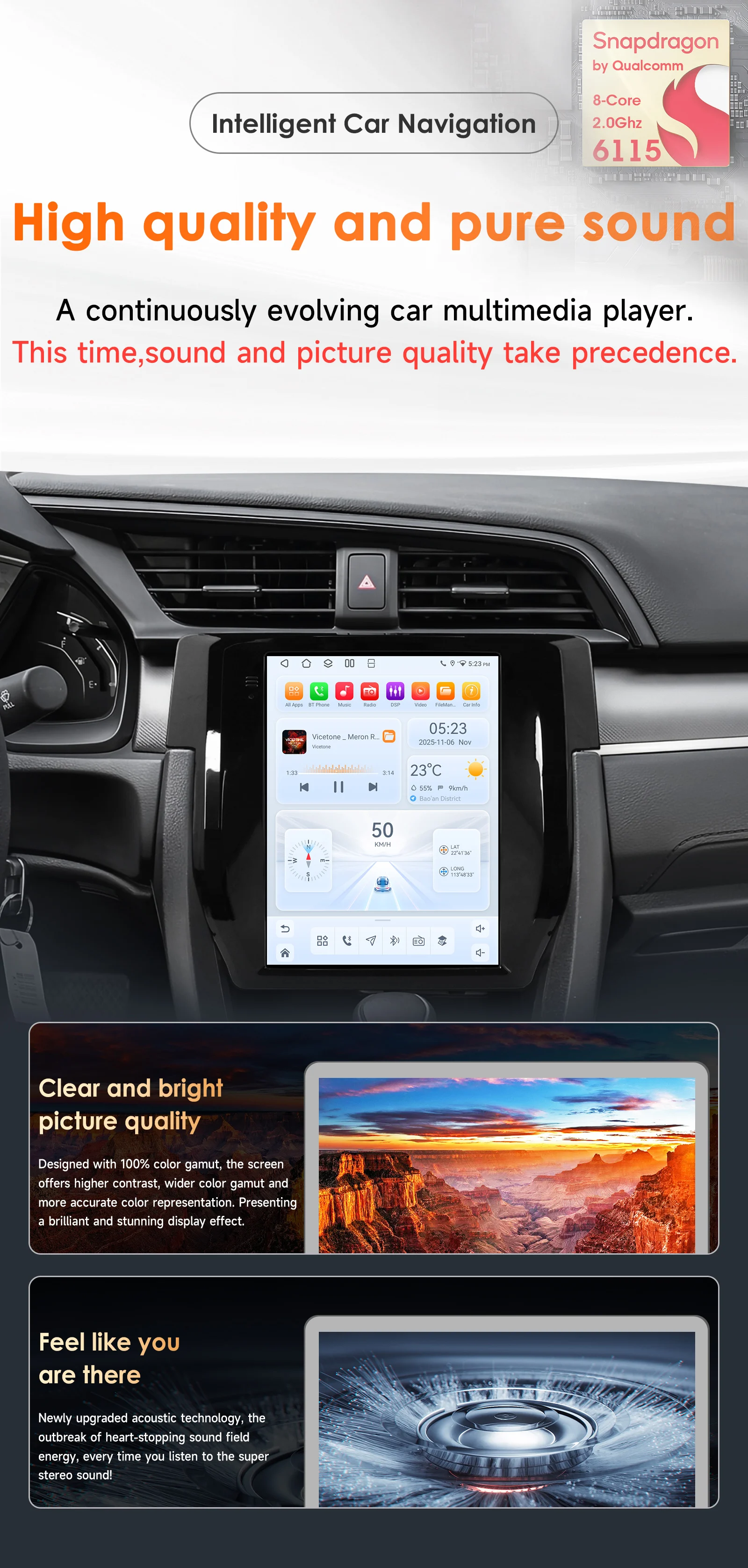 Android 6115 Car Radio for Honda Civic 2015-2020 Multimedia Player Stereo Autoradio DSP 9.7inch Vertical GPS Intelligent Screen