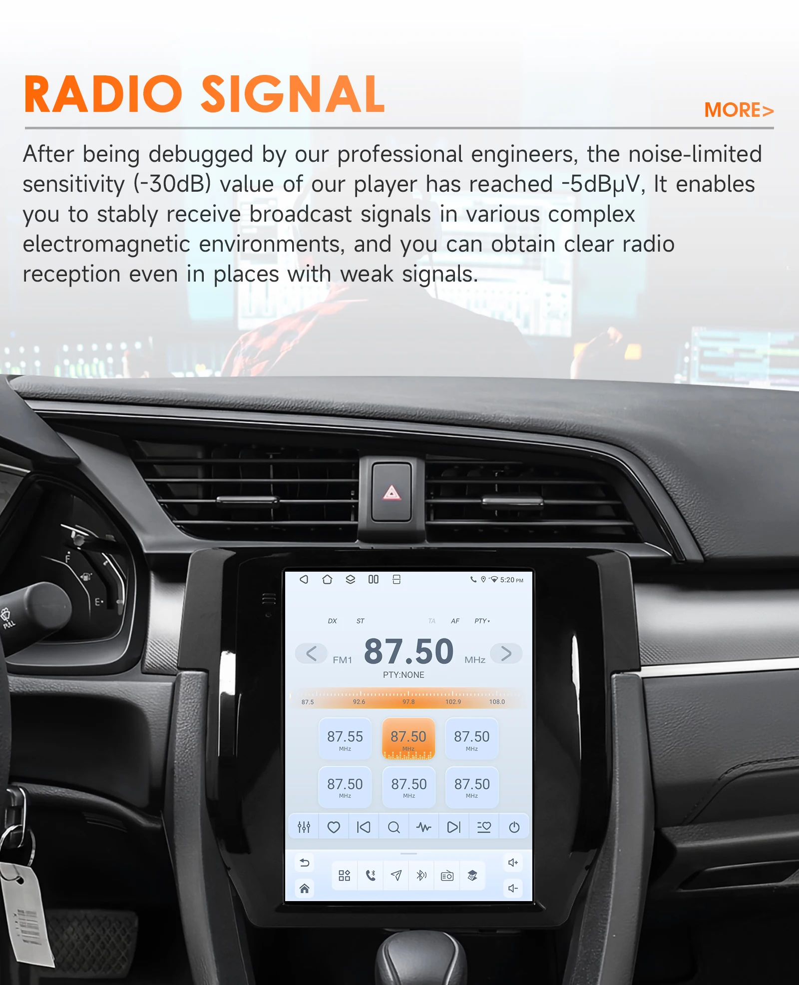 Android 6115 Car Radio for Honda Civic 2015-2020 Multimedia Player Stereo Autoradio DSP 9.7inch Vertical GPS Intelligent Screen