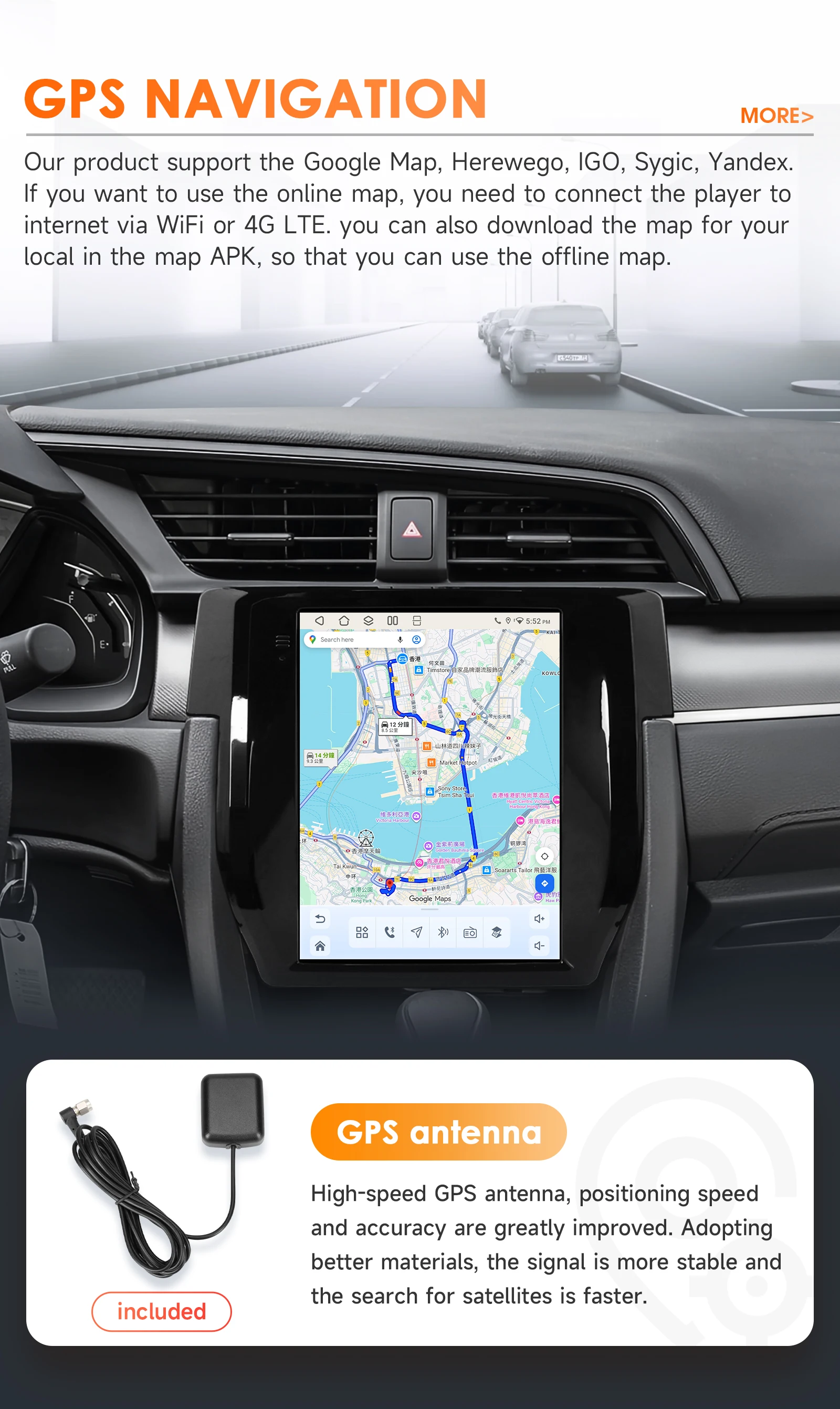 Android 6115 Car Radio for Honda Civic 2015-2020 Multimedia Player Stereo Autoradio DSP 9.7inch Vertical GPS Intelligent Screen