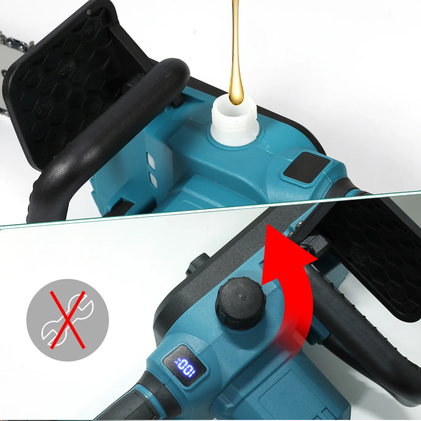 Mini Chainsaw Battery, Electric Chainsaw 12 inch 2 Battery Digital Display Manual Chainsaw Used for Trimming Horticultural Trees