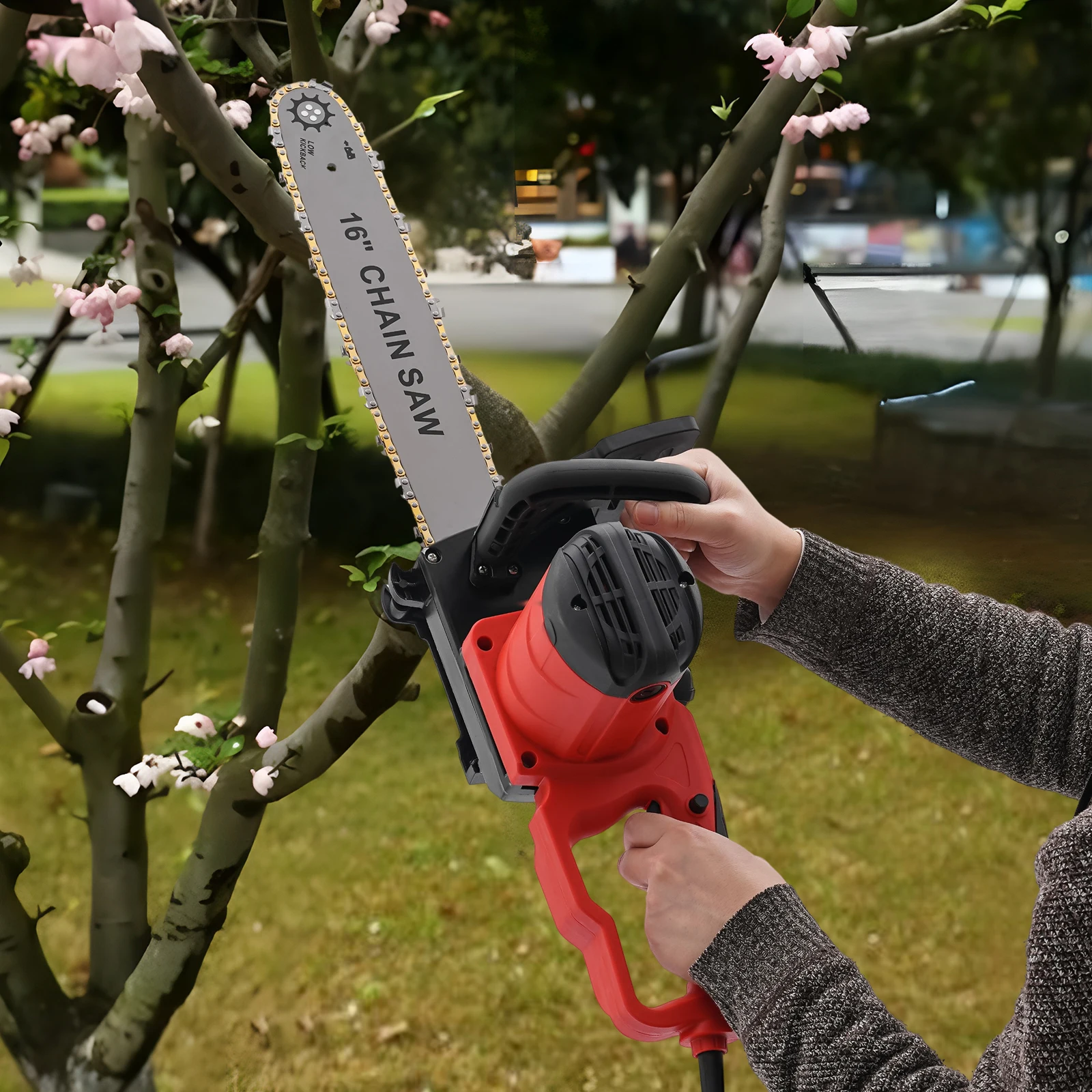 2000W Electric Chainsaw 16" Handheld Garden Electric Chain Saw 2132ft/min Chain Speed for Wood Cutting