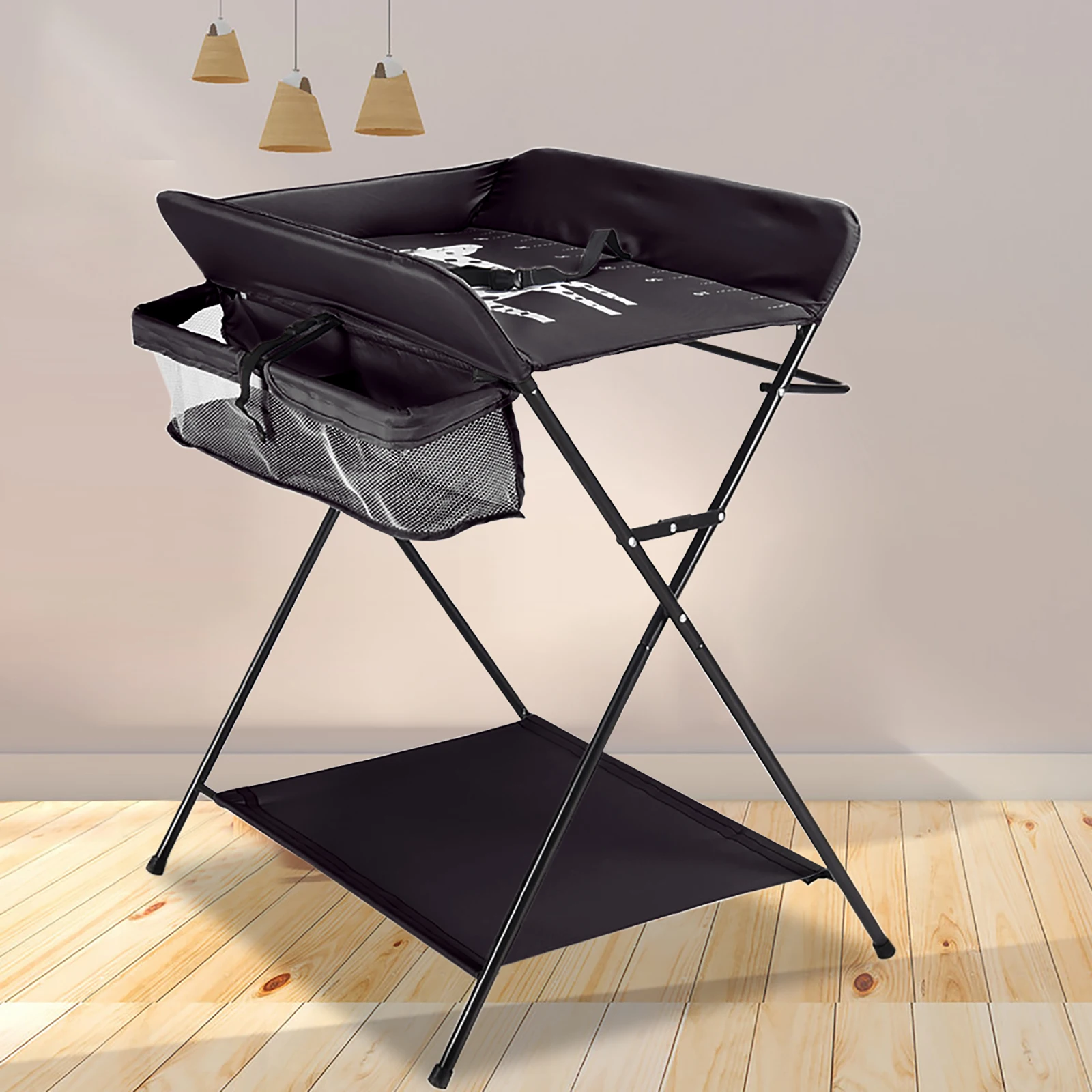 Baby Swing Combi Swing Box w/Towel Holder, Seat Belt and Storage Bins, Mobile Swing Table Space Saving & Stable & Ergonomic