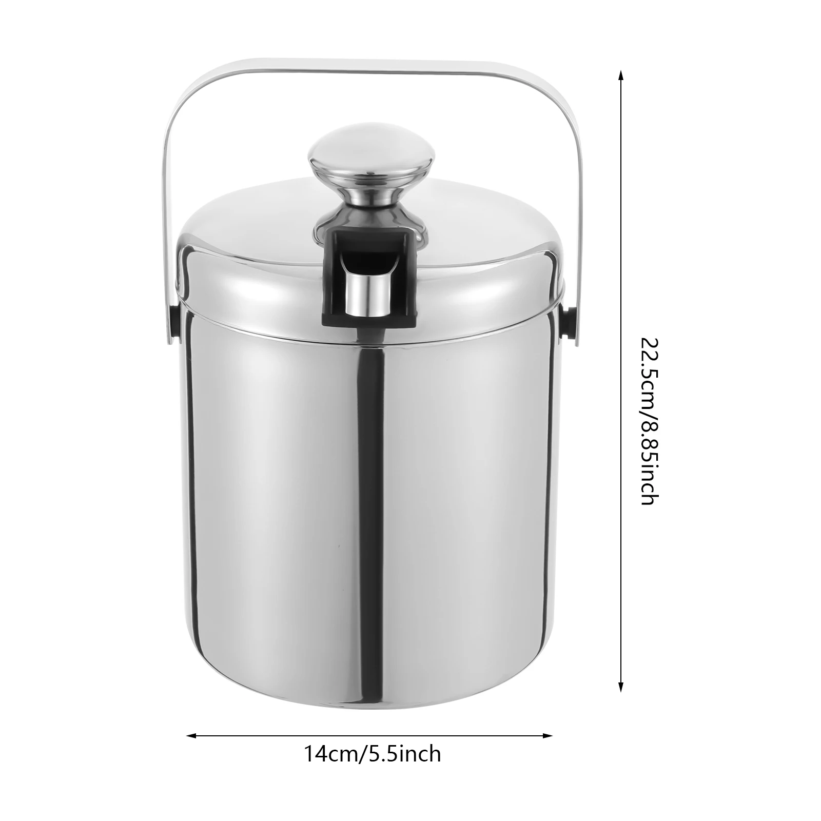 Double-Wall Insulated Ice Bucket 304 Stainless Steel Cocktail Cooler with Ice Tongs & Strainer, For Party BBQ Bar Outdoor Picnic