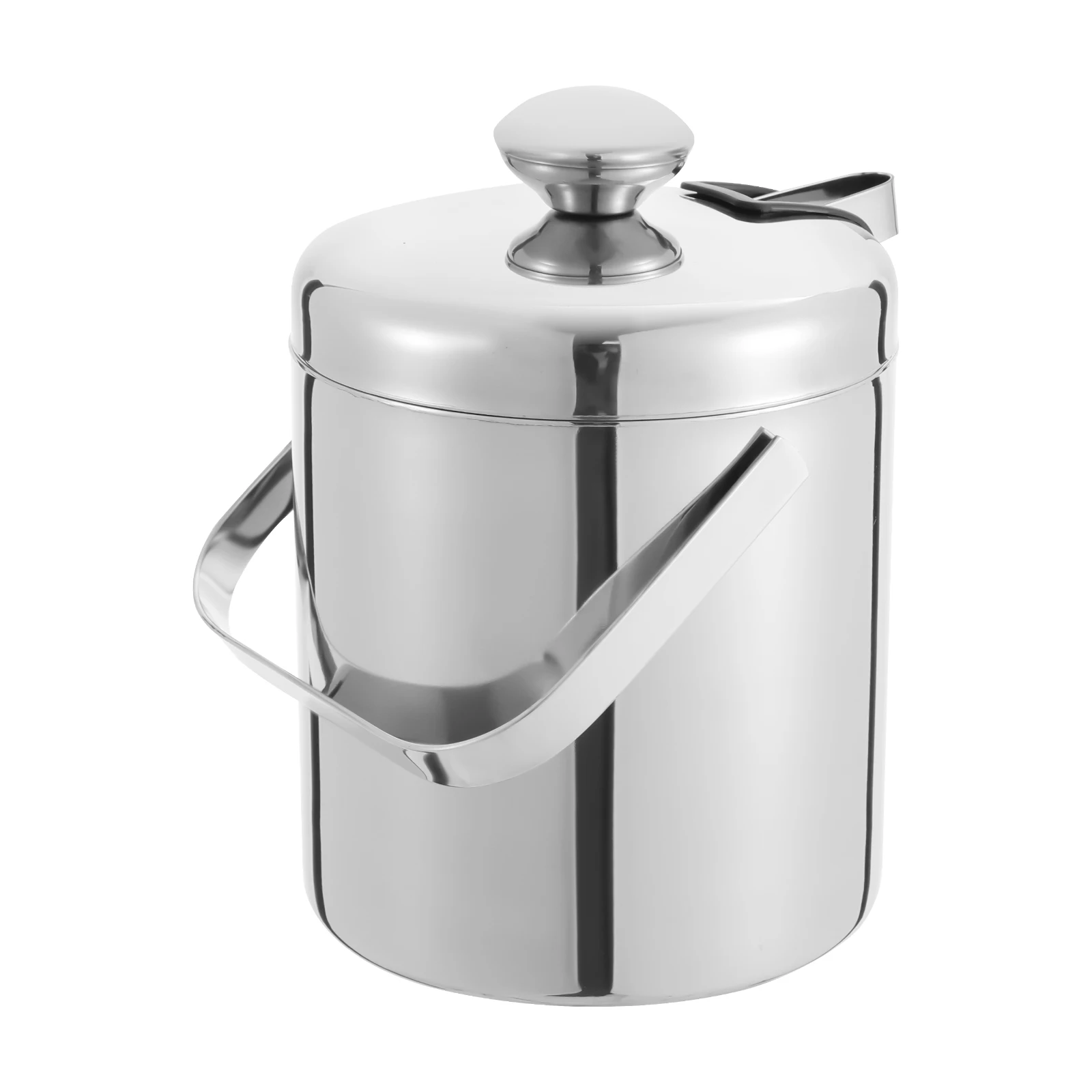 Double-Wall Insulated Ice Bucket 304 Stainless Steel Cocktail Cooler with Ice Tongs & Strainer, For Party BBQ Bar Outdoor Picnic