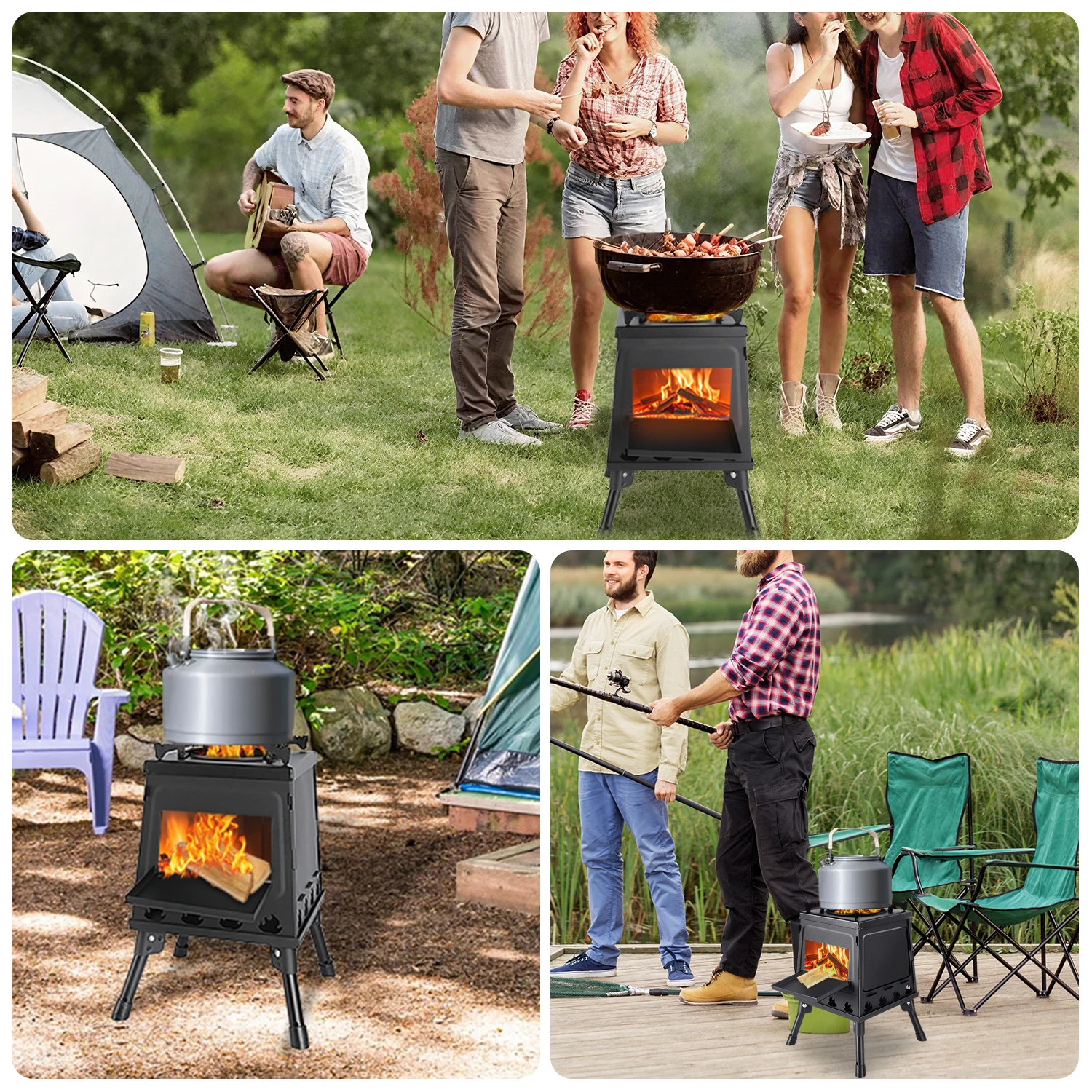 Portable Firewood Stove Foldable Firewood Stove Outdoor Wood Burning Stove For Outdoor Barbecue Camping Picnic Hiking Cooking