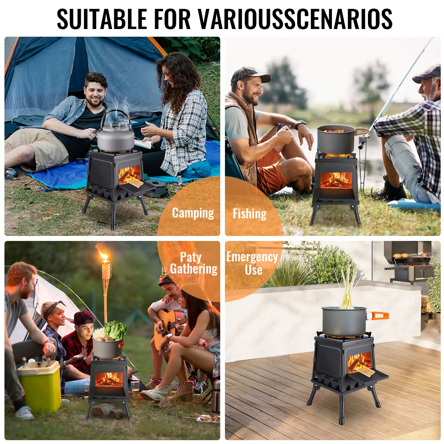 Portable Firewood Stove Foldable Firewood Stove Outdoor Wood Burning Stove For Outdoor Barbecue Camping Picnic Hiking Cooking