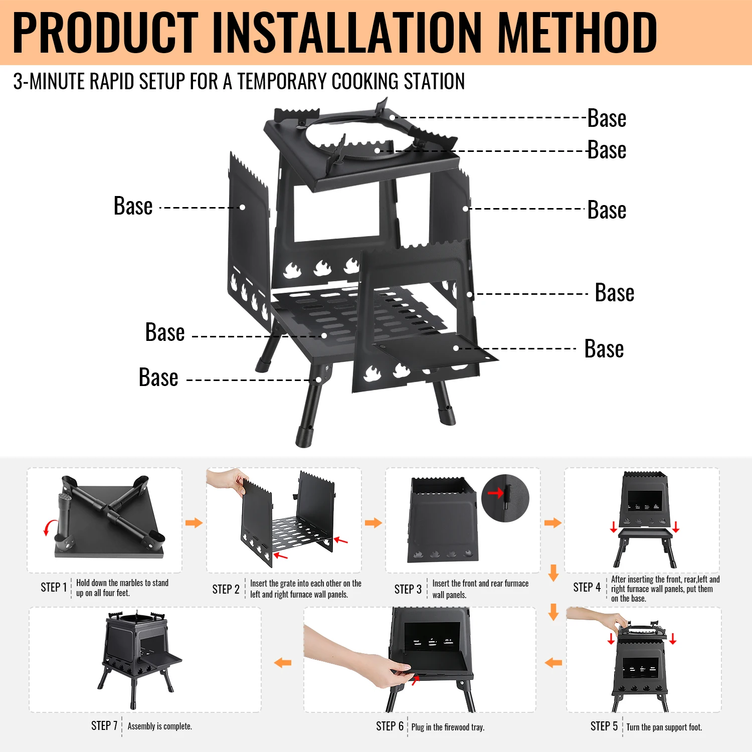 Portable Firewood Stove Foldable Firewood Stove Outdoor Wood Burning Stove For Outdoor Barbecue Camping Picnic Hiking Cooking