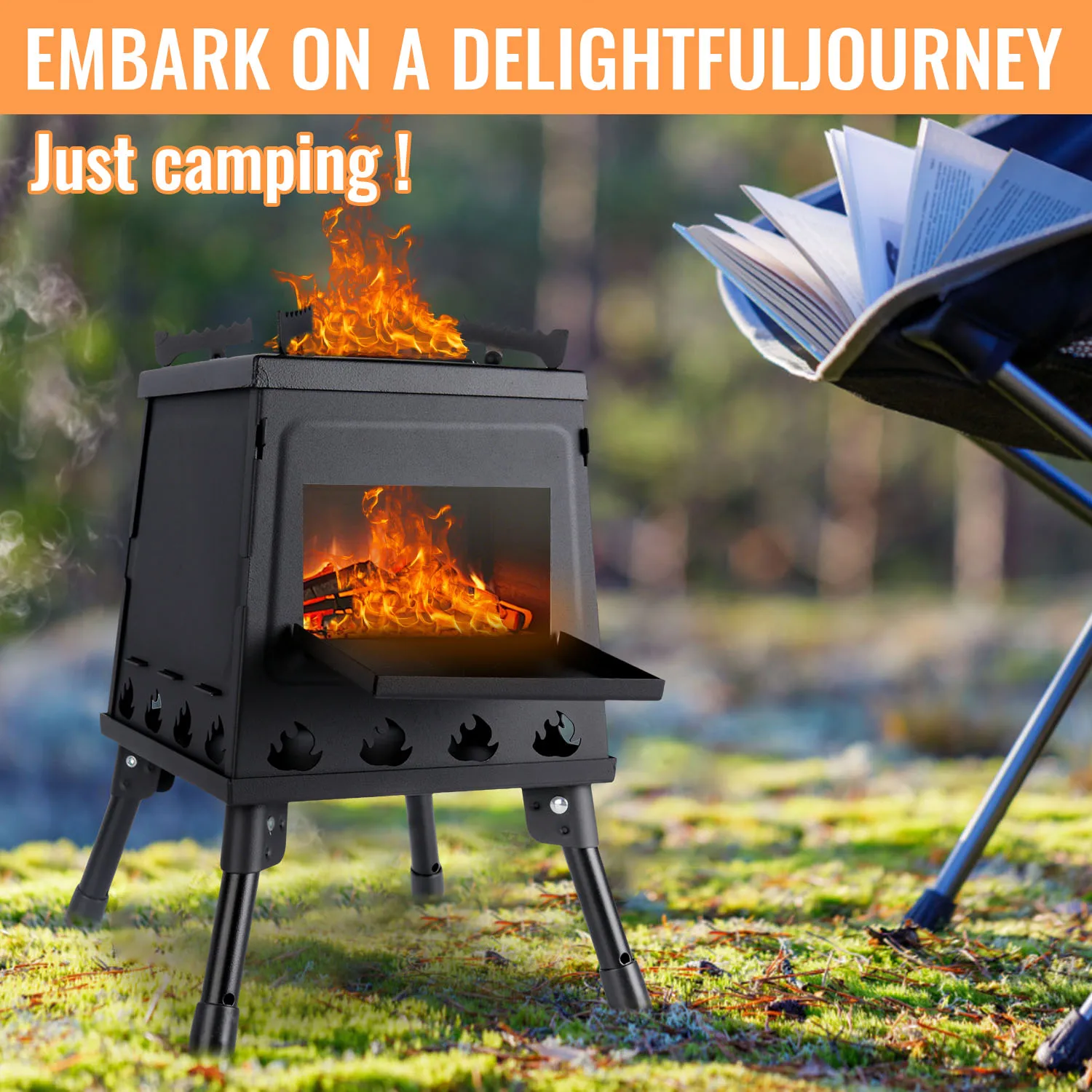 Portable Firewood Stove Foldable Firewood Stove Outdoor Wood Burning Stove For Outdoor Barbecue Camping Picnic Hiking Cooking