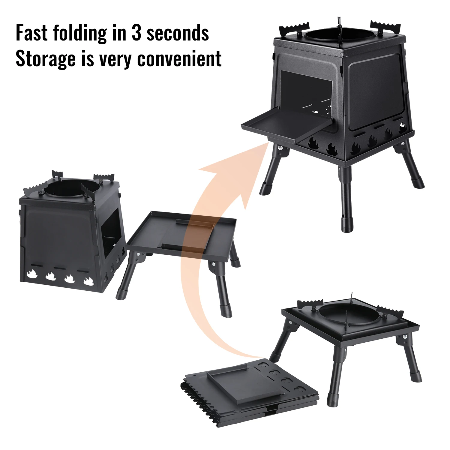 Portable Firewood Stove Foldable Firewood Stove Outdoor Wood Burning Stove For Outdoor Barbecue Camping Picnic Hiking Cooking