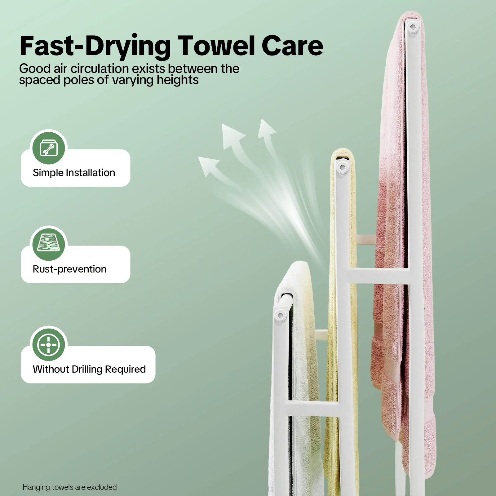 75x25cm Vertical Towel Rack,3-Tier Freestanding Towel Stand,Floor Standing Towel Stand for Bedroom,Bathroom or Pool