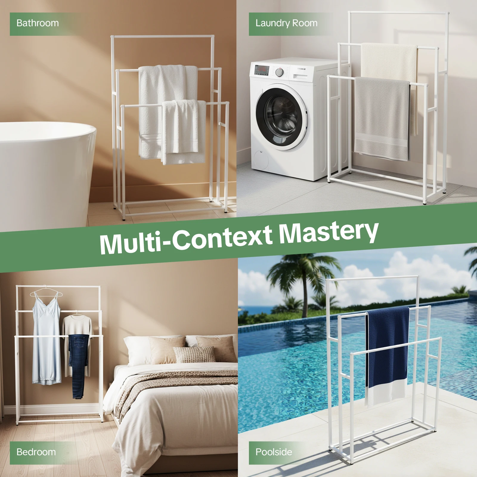 75x25cm Vertical Towel Rack,3-Tier Freestanding Towel Stand,Floor Standing Towel Stand for Bedroom,Bathroom or Pool