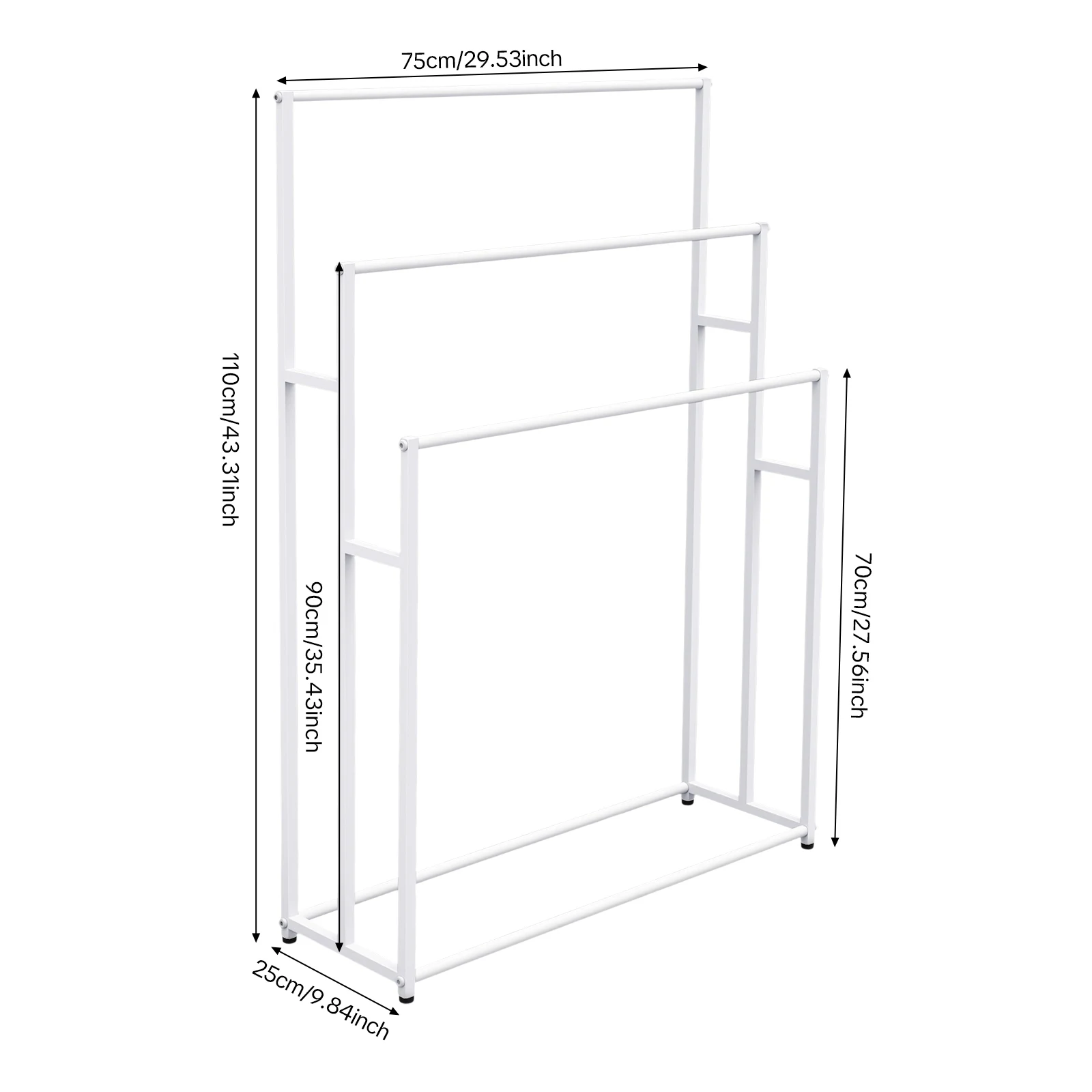 75x25cm Vertical Towel Rack,3-Tier Freestanding Towel Stand,Floor Standing Towel Stand for Bedroom,Bathroom or Pool