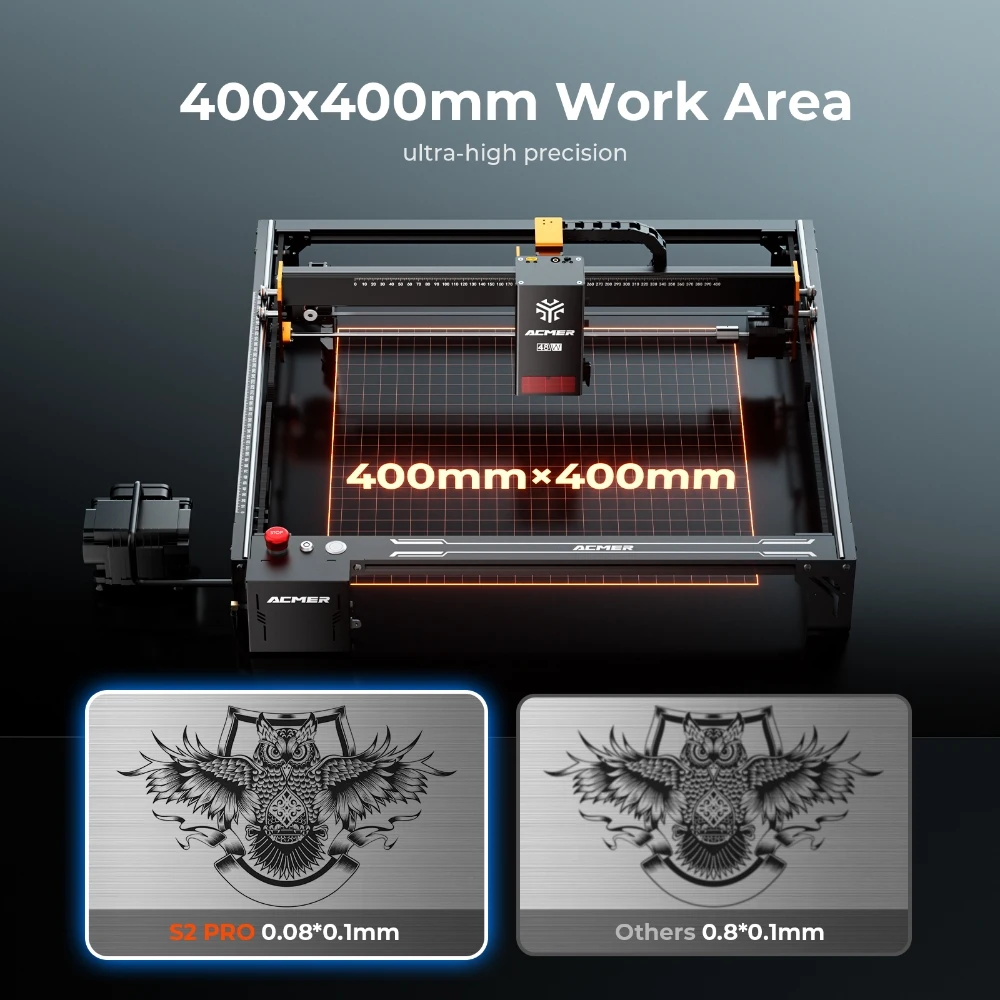ACMER S2 PRO 36W/48W Laser Engraving and Cutting Machine High Power Blue CNC Light Diode Cutter With 30L/min Air Assist Pump