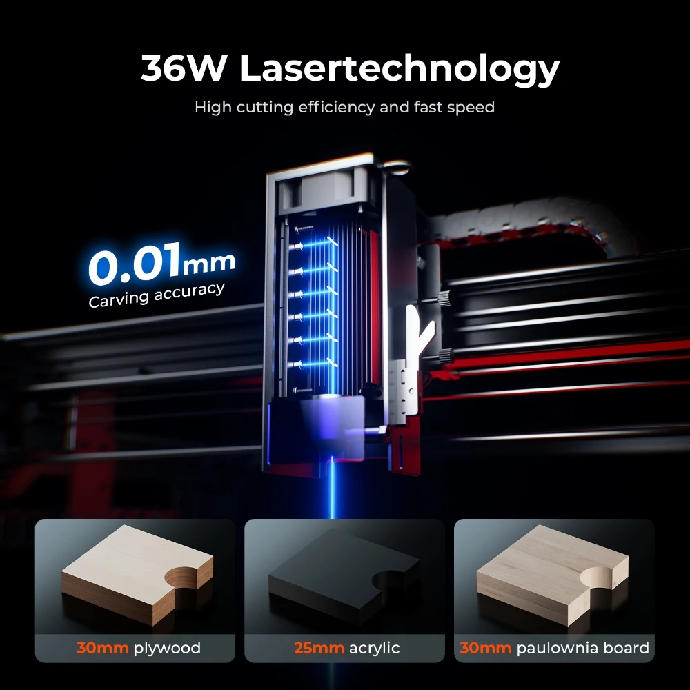 ACMER S2 PRO 36W/48W Laser Engraving and Cutting Machine High Power Blue CNC Light Diode Cutter With 30L/min Air Assist Pump