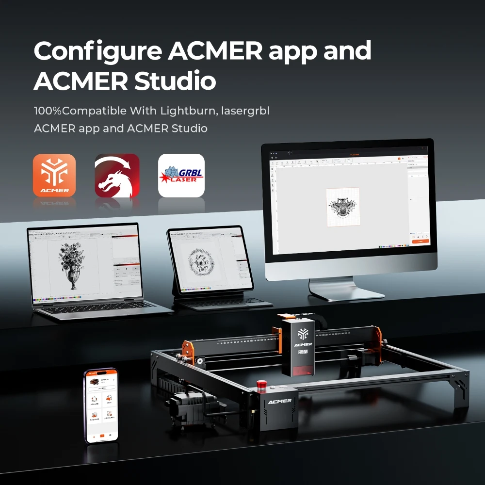 ACMER S2 PRO 36W/48W Laser Engraving and Cutting Machine High Power Blue CNC Light Diode Cutter With 30L/min Air Assist Pump