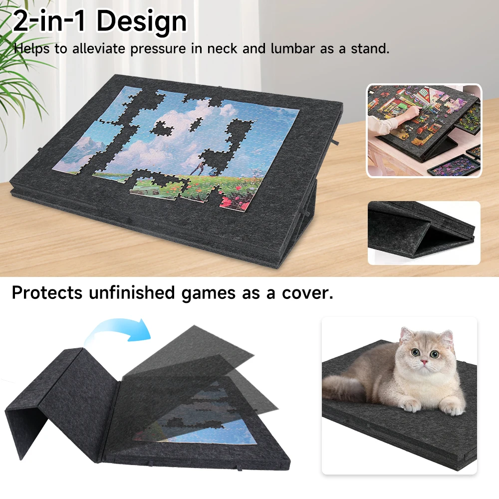 1000 Piece Puzzle Board with 6 Drawers, Felt Jigsaw Puzzle Table 2-in-1 Stand & Cover, Lightweight Portable Puzzle Mat 77×54cm
