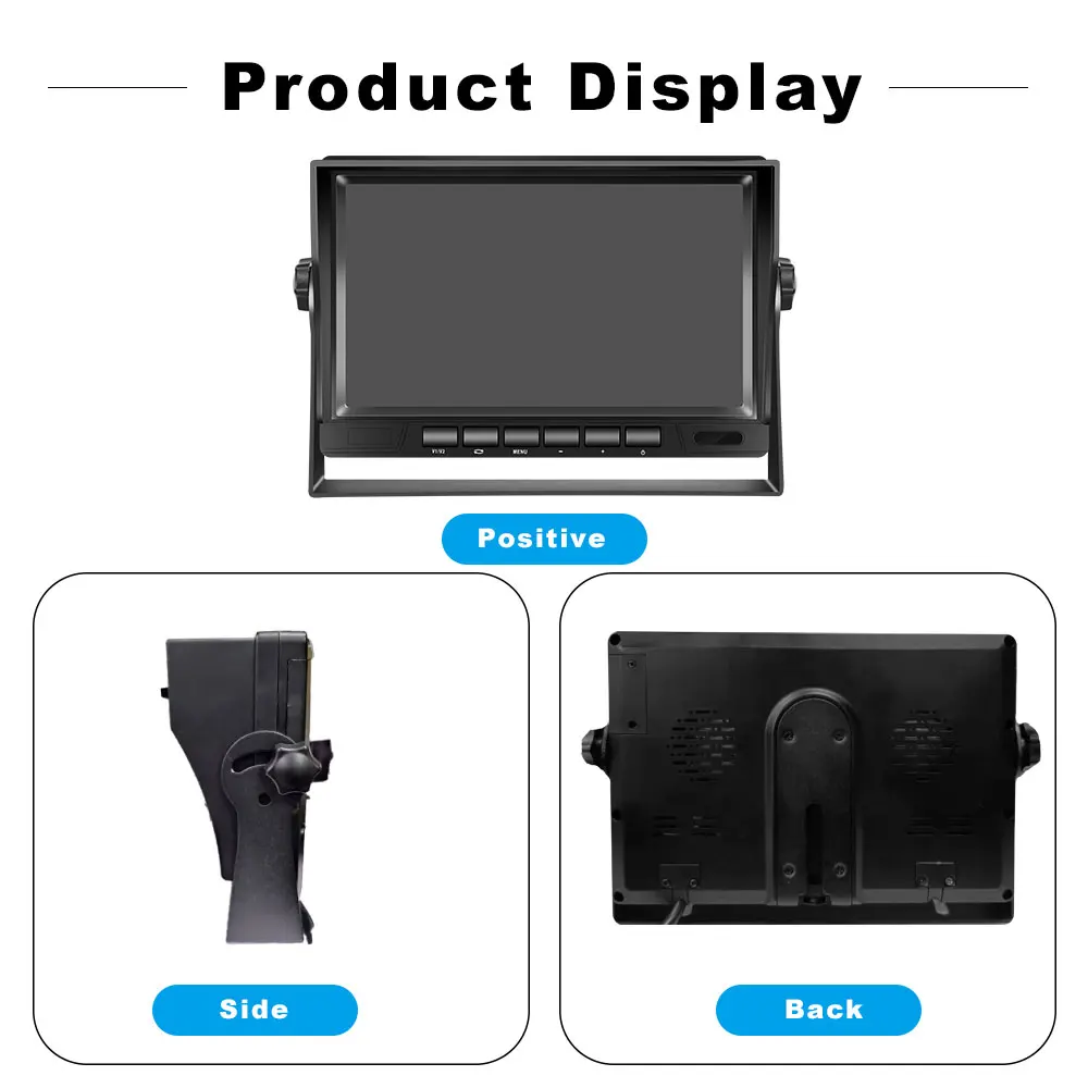 Podofo Car Monitor with 2 Channel Back-up Camera 1280*720 IP69 Waterproof Super Night Vision Reverse Monitor for Trucks Vans Bus