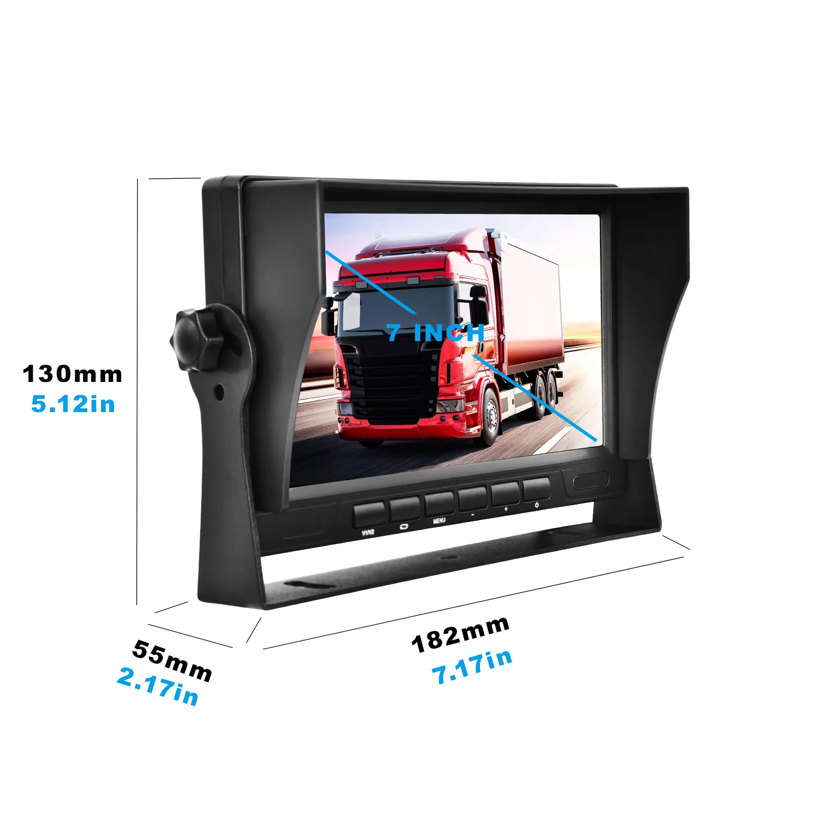 Podofo Car Monitor with 2 Channel Back-up Camera 1280*720 IP69 Waterproof Super Night Vision Reverse Monitor for Trucks Vans Bus