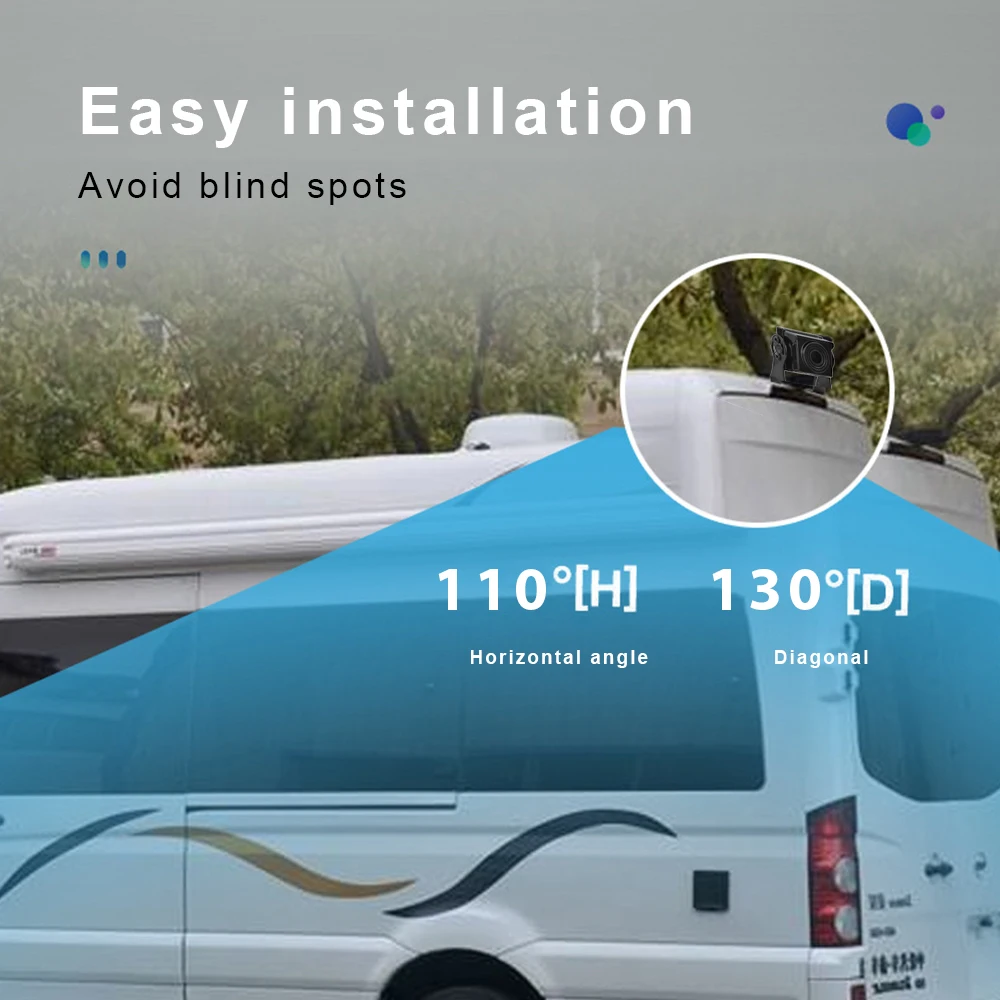 Podofo Car Monitor with 2 Channel Back-up Camera 1280*720 IP69 Waterproof Super Night Vision Reverse Monitor for Trucks Vans Bus