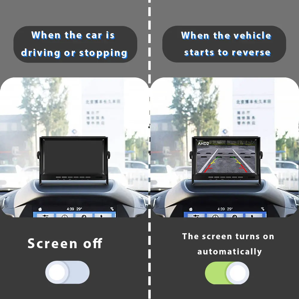 Podofo Car Monitor with 2 Channel Back-up Camera 1280*720 IP69 Waterproof Super Night Vision Reverse Monitor for Trucks Vans Bus