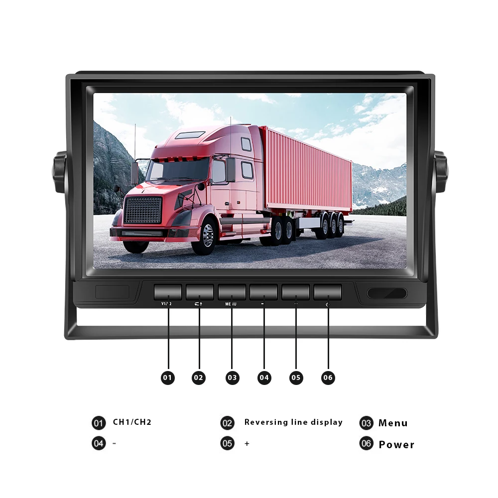 Podofo Car Monitor with 2 Channel Back-up Camera 1280*720 IP69 Waterproof Super Night Vision Reverse Monitor for Trucks Vans Bus