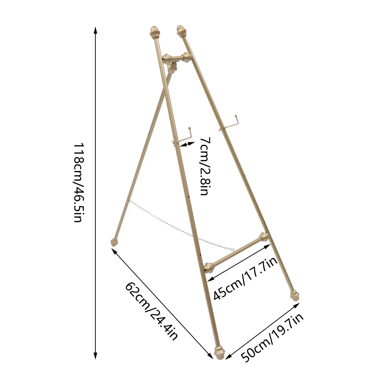 2* Gold Iron Easel Stand Adjustable Tilt with Anti-Slip Feet Pads