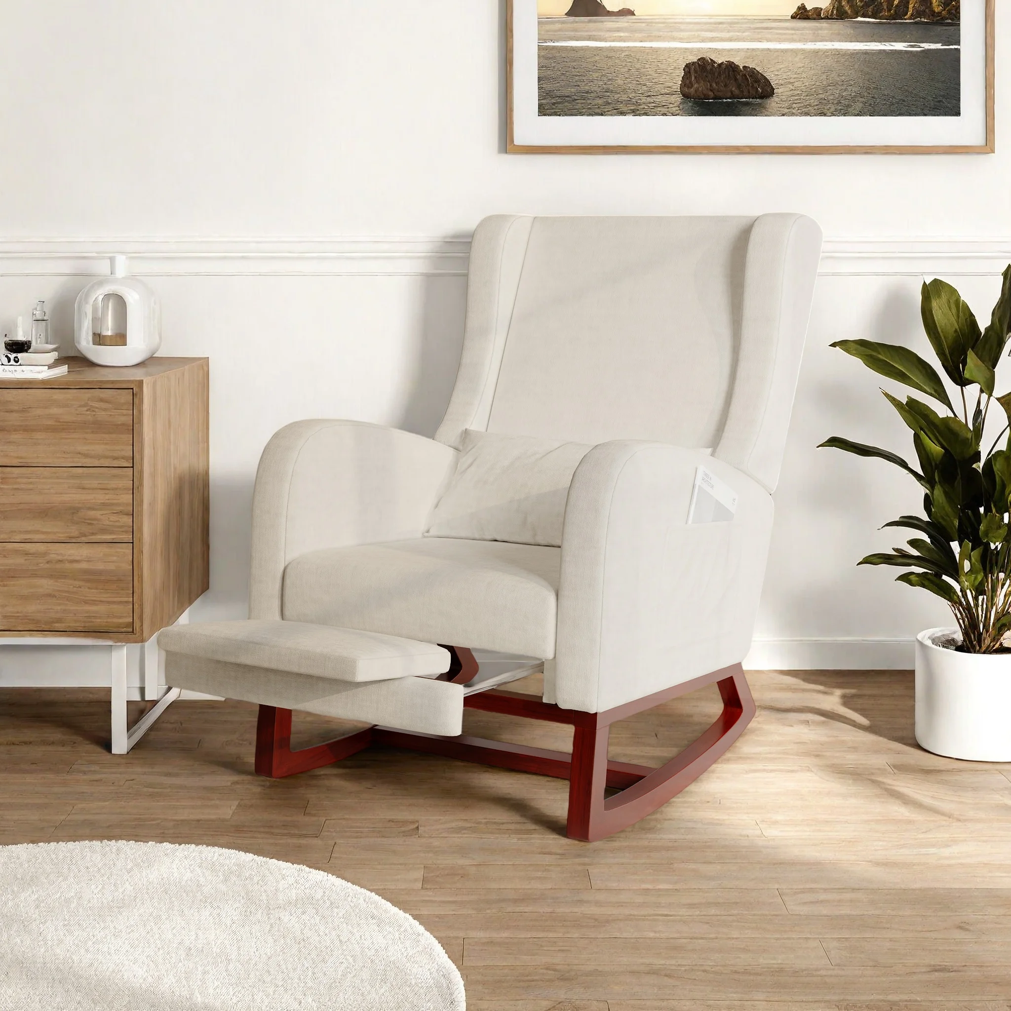 Tover Chair, Tover Armchair, Armchair Room, with Stand for Legs and Pocket, Leisure Chair with B Base