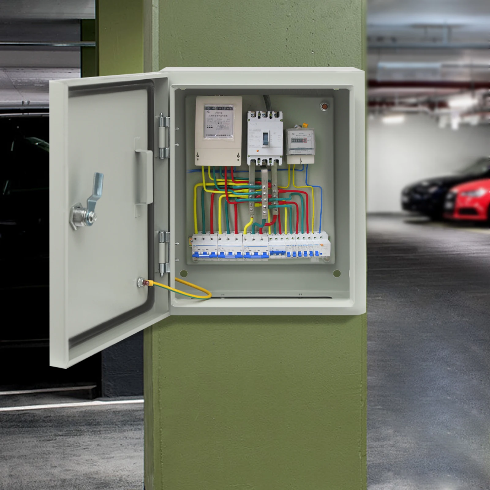 Safe Protection IP50-55 Distributor Cabinet 25*15*30cm With Removable Mounting Plate and Safety Lock Grounding Screws