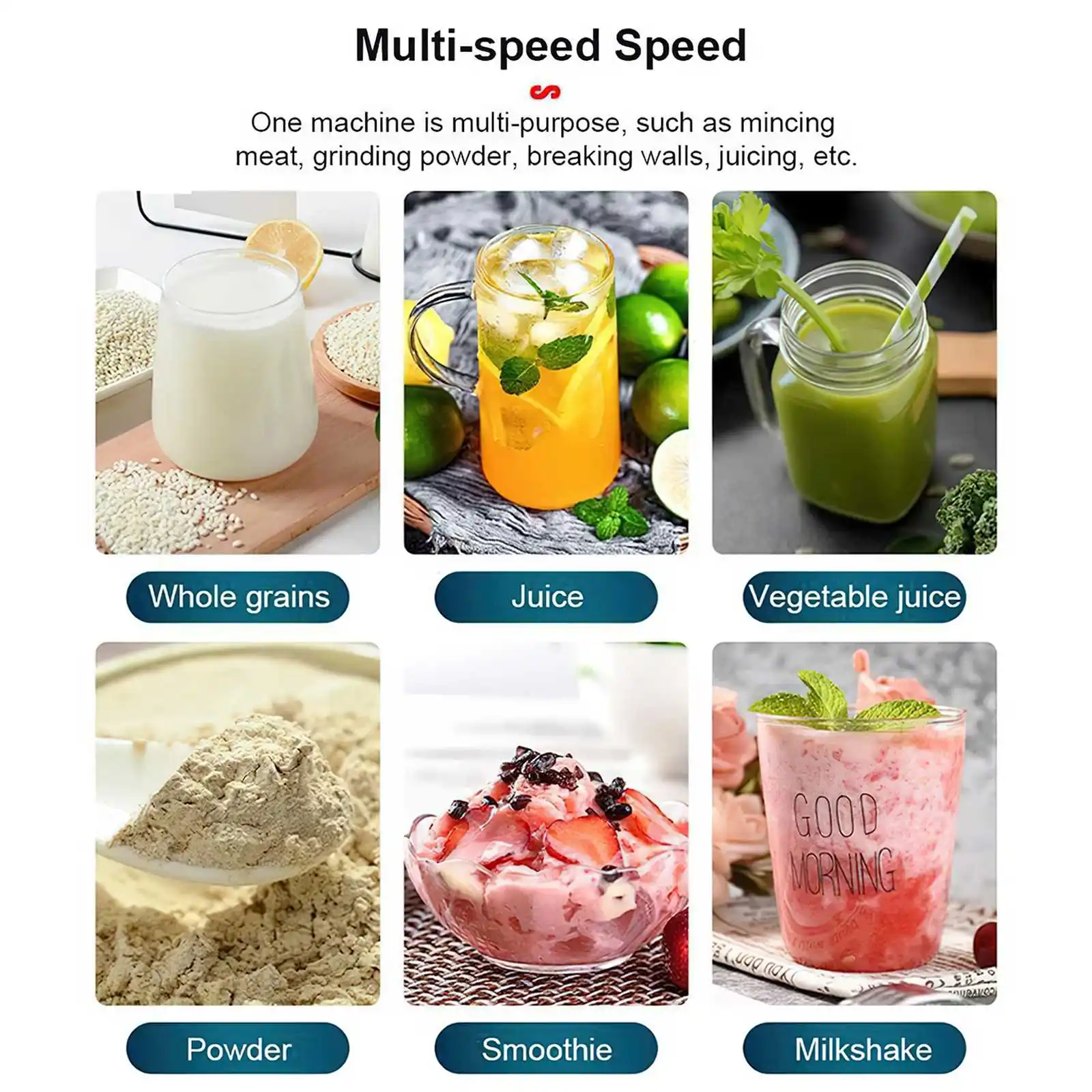 2-IN-1 Professional Smart Blender 2000W Stationary Mixer Juicer Kitchen Commercial Food Processor Fruits Ice Smoothies Crusher